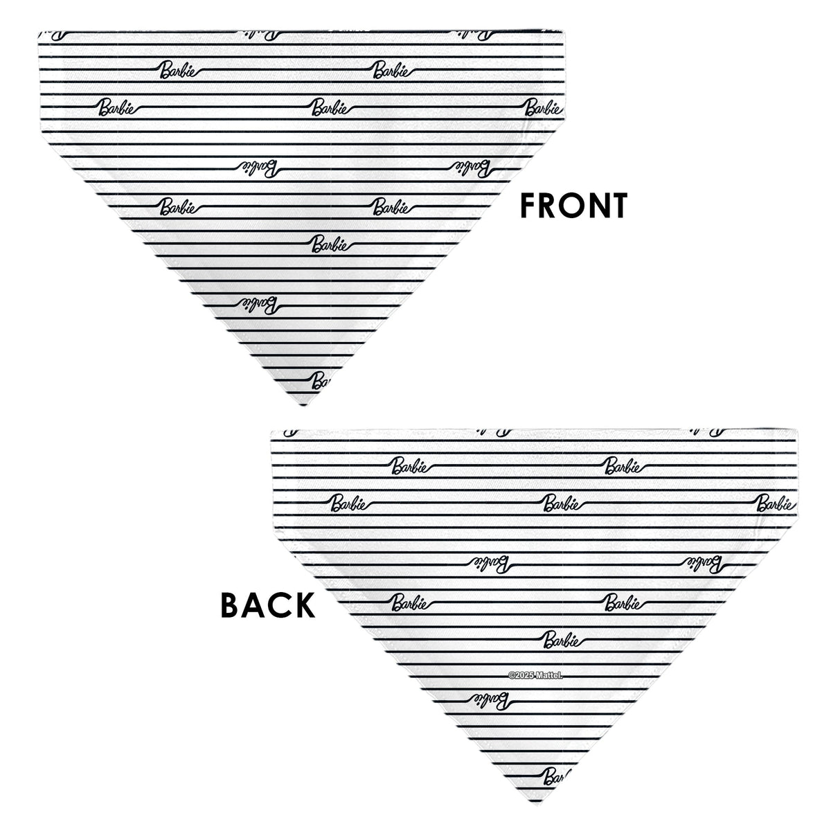 Pet Bandana - BARBIE Script Stripe White/Black