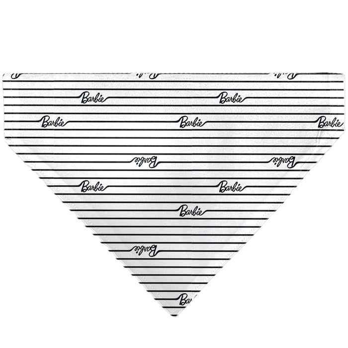 Pet Bandana - BARBIE Script Stripe White/Black