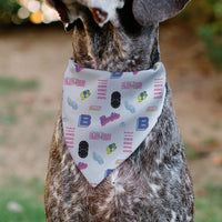 Pet Bandana - BARBIE ENJOY TODAY Text and Icons Collage White/Pinks/Blues