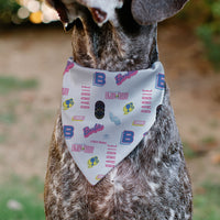 Pet Bandana - BARBIE ENJOY TODAY Text and Icons Collage White/Pinks/Blues
