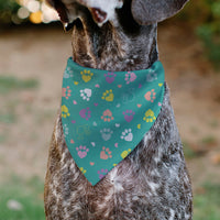 Pet Bandana - BARBIE Paw Print Icons and Script Blue/Multi Pastel