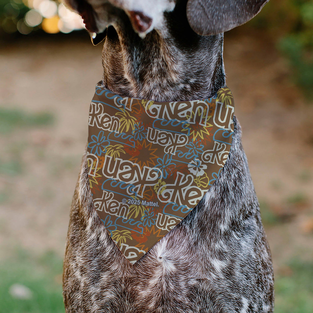 Pet Bandana - Barbie KEN Text Logo and Icons Brown/Multi Color