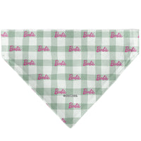 Pet Bandana - BARBIE Script Plaid Beige/Olive/Pink
