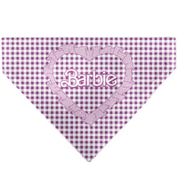 Pet Bandana - BARBIE Heart Text Logo Plaid Pinks