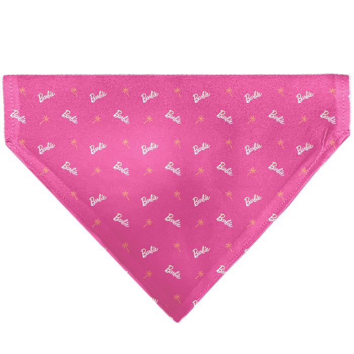 Pet Bandana - BARBIE Script and Palm Tree Icon Pink/White/Orange