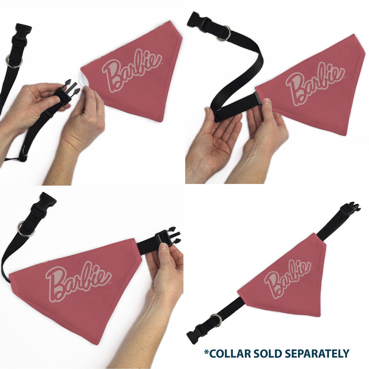 Pet Bandana - Malibu Beach BARBIE Script and Icons Collage Pinks