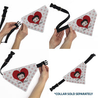 Pet Bandana - Bandana BETTY BOOP Face Heart and Text Stars White/Red