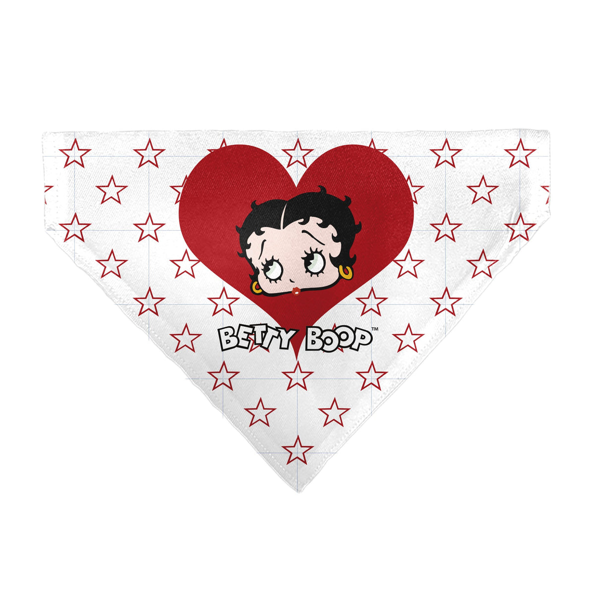 Pet Bandana - Bandana BETTY BOOP Face Heart and Text Stars White/Red