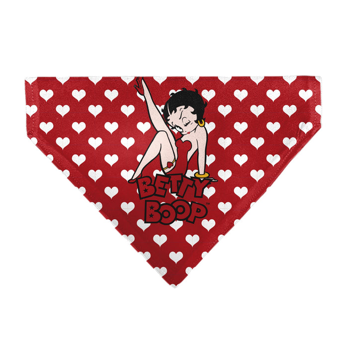 Pet Bandana - Bandana BETTY BOOP Seated Leg Kick Pose and Text Hearts Red/White