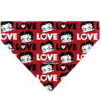 Pet Bandana - Betty Boop LOVE Text and Face Red/Black/White