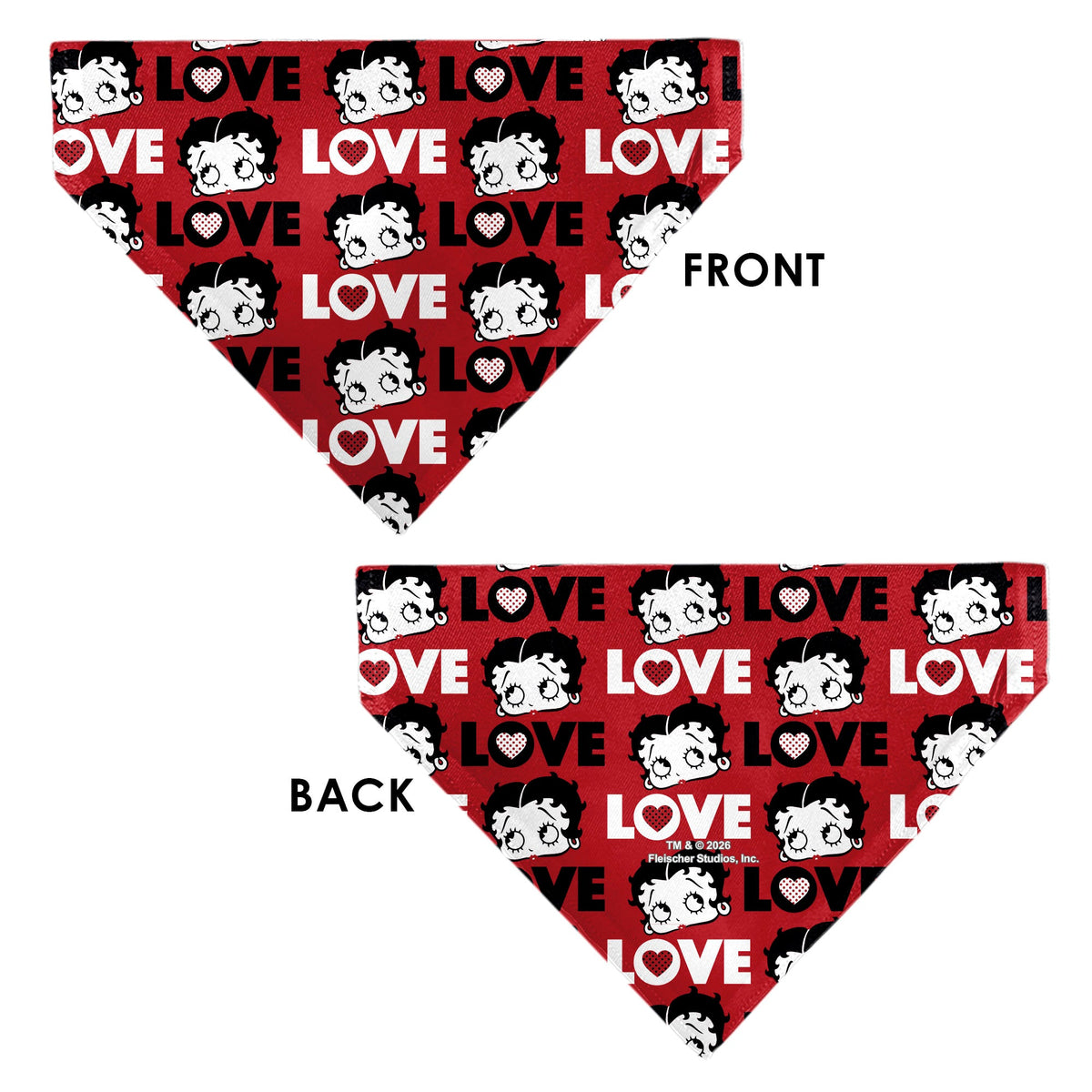 Pet Bandana - Betty Boop LOVE Text and Face Red/Black/White