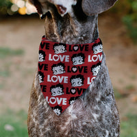Pet Bandana - Betty Boop LOVE Text and Face Red/Black/White