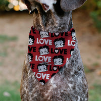 Pet Bandana - Betty Boop LOVE Text and Face Red/Black/White