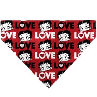 Pet Bandana - Betty Boop LOVE Text and Face Red/Black/White