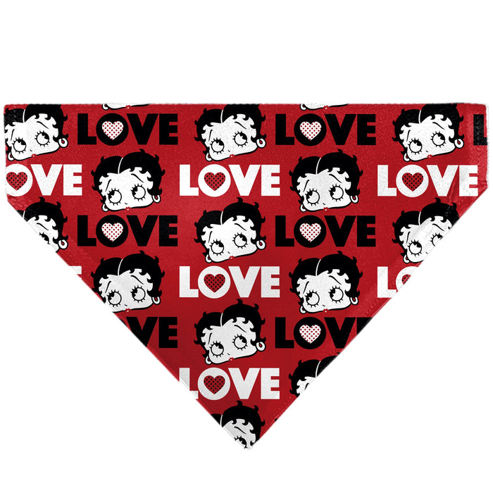 Pet Bandana - Betty Boop LOVE Text and Face Red/Black/White