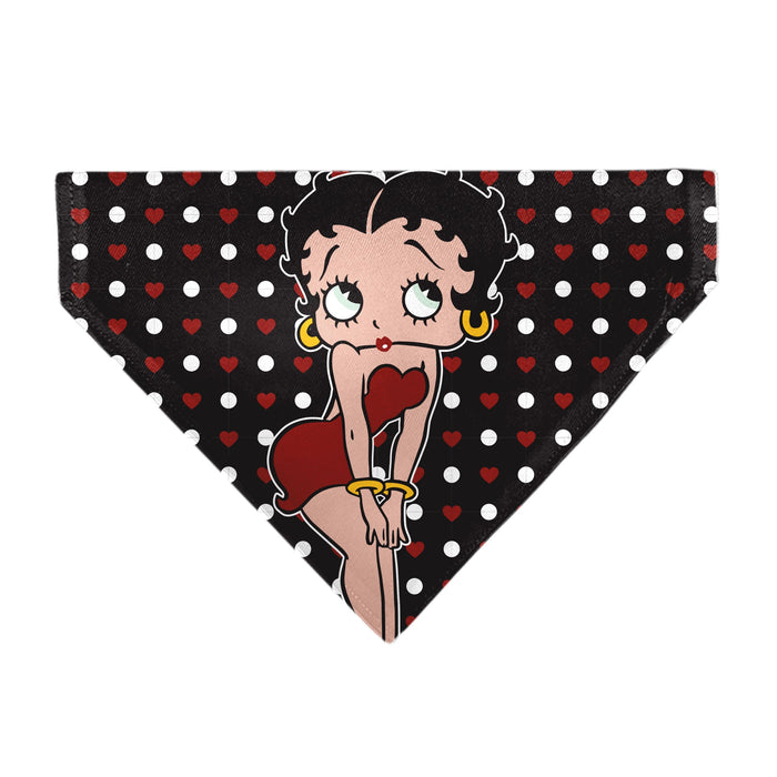 Pet Bandana - Betty Boop Hands on Knees Pose Heart Polka Dot Black/Red/White