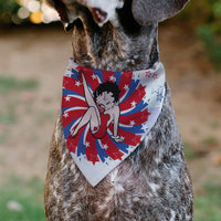 Pet Bandana - Betty Boop Americana Leg Kick Pose White/Red/Blue