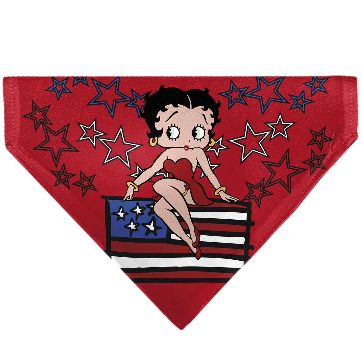 Pet Bandana - Betty Boops Americana Stars and Stripes Pose Reds/White/Blue