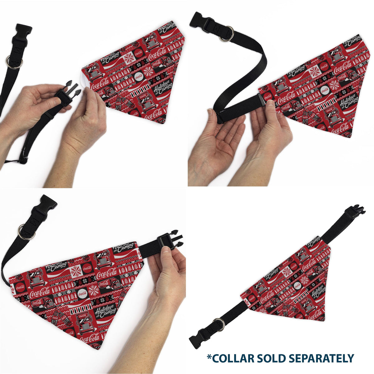 Pet Bandana - Coca-Cola Holiday Sweater Collage Red/Black/White