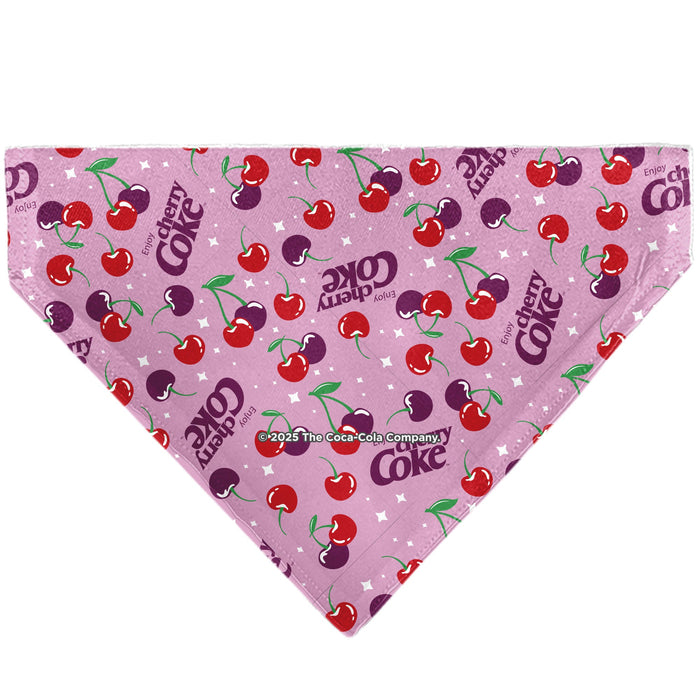 Pet Bandana - CHERRY COKE Cherries and Logo Scattered Pink