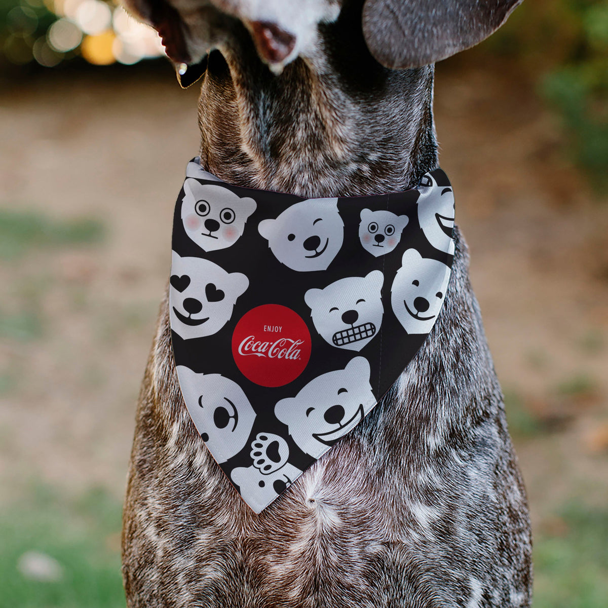 Pet Bandana - Coca-Cola Polar Bear Expressions Scattered Black/White