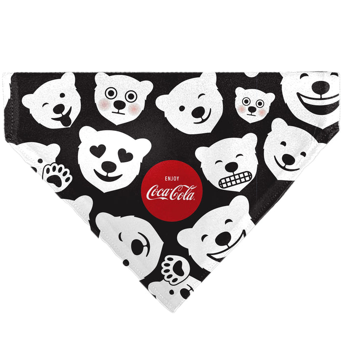 Pet Bandana - Coca-Cola Polar Bear Expressions Scattered Black/White