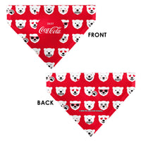 Pet Bandana - ENJOY COCA-COLA Logo and Polar Bear Expressions Red/White