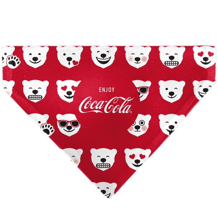Pet Bandana - ENJOY COCA-COLA Logo and Polar Bear Expressions Red/White