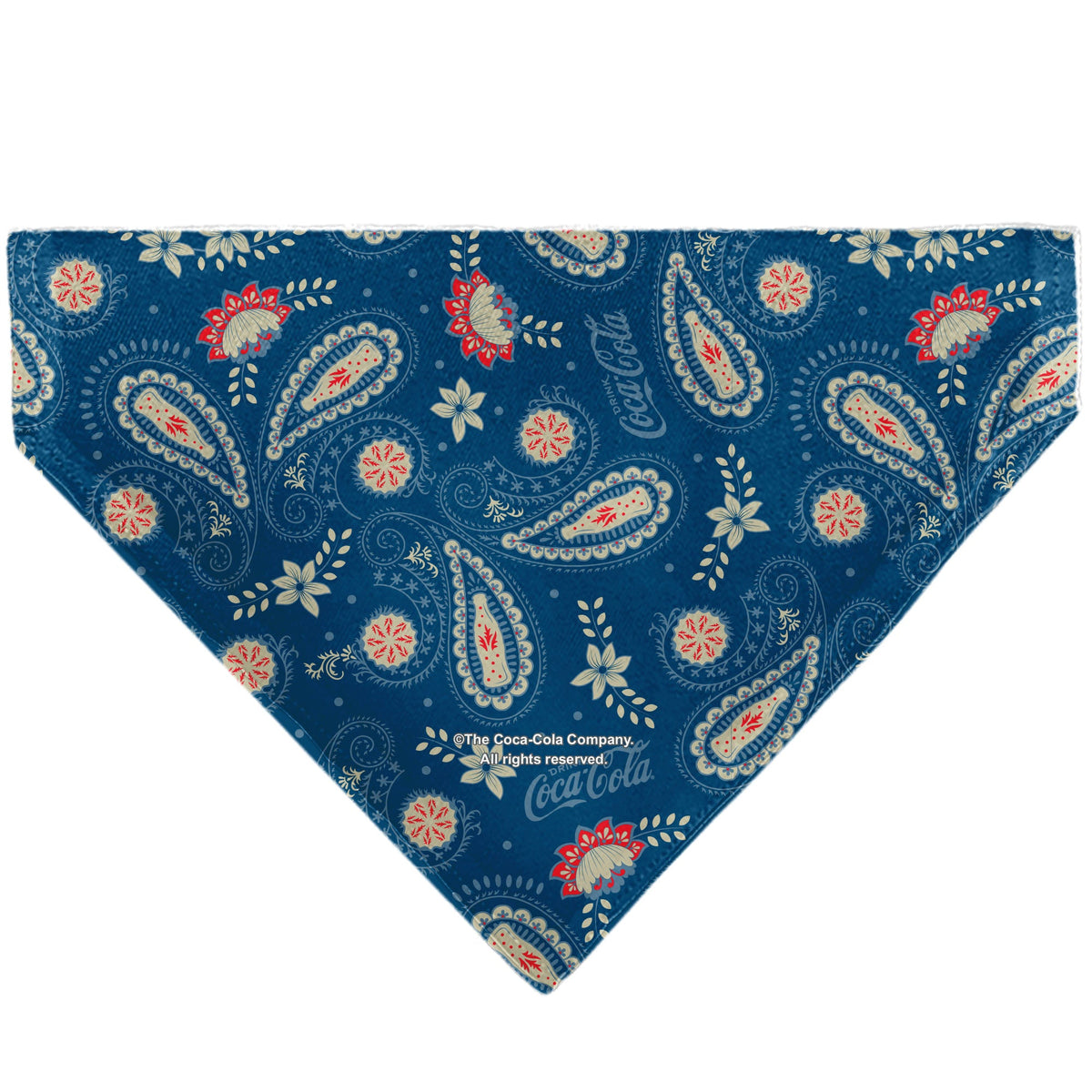 Pet Bandana - COCA-COLA Paisley Bottle Icons Scattered Blues/White/Red