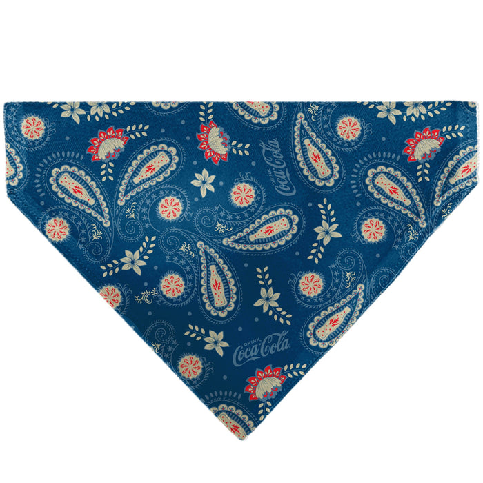 Pet Bandana - COCA-COLA Paisley Bottle Icons Scattered Blues/White/Red