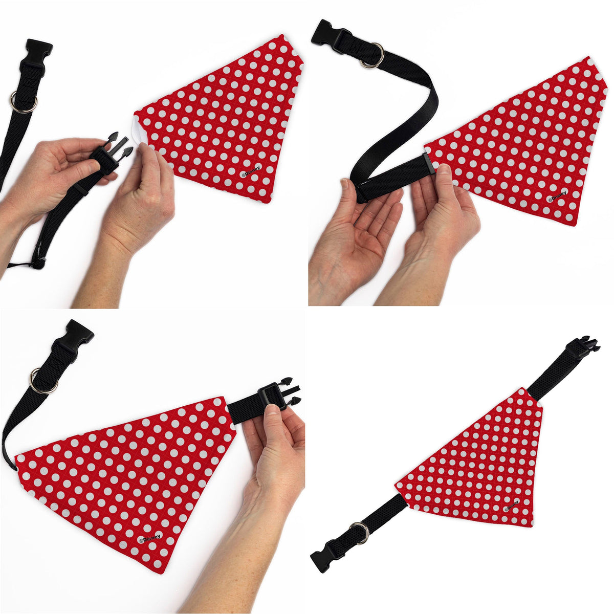 Pet Bandana - MINNIE MOUSE Autograph Script Polka Dot Red/White