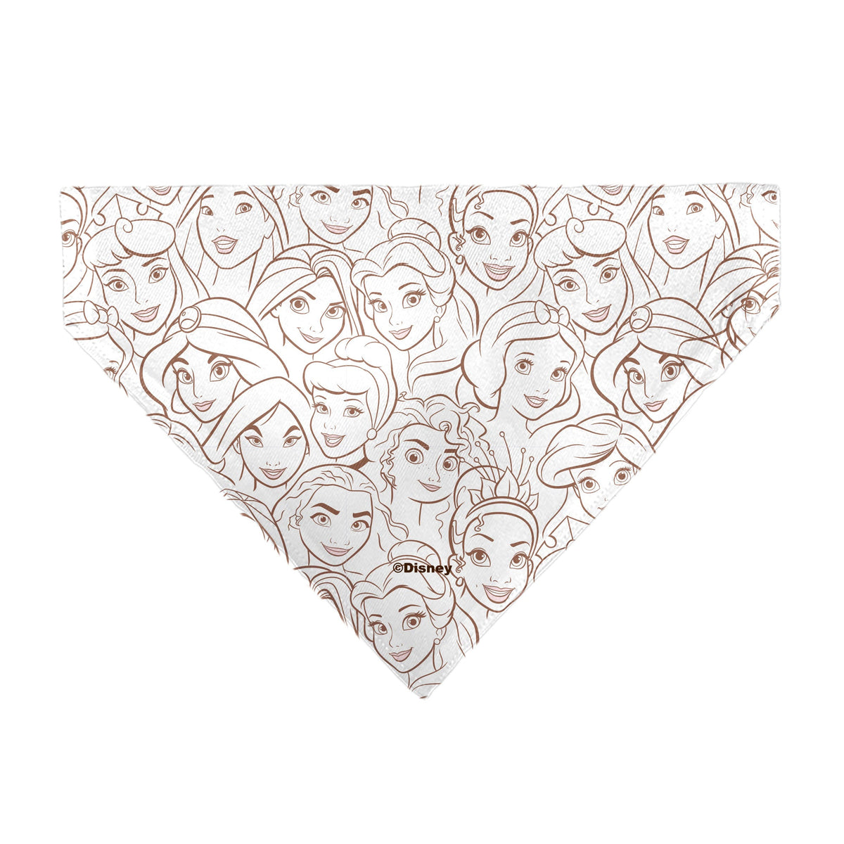Pet Bandana - Disney Princess Faces Stacked White/Brown
