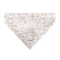 Pet Bandana - Disney Princess Faces Stacked White/Brown