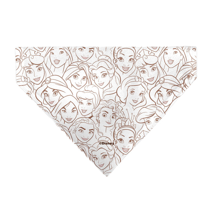 Pet Bandana - Disney Princess Faces Stacked White/Brown