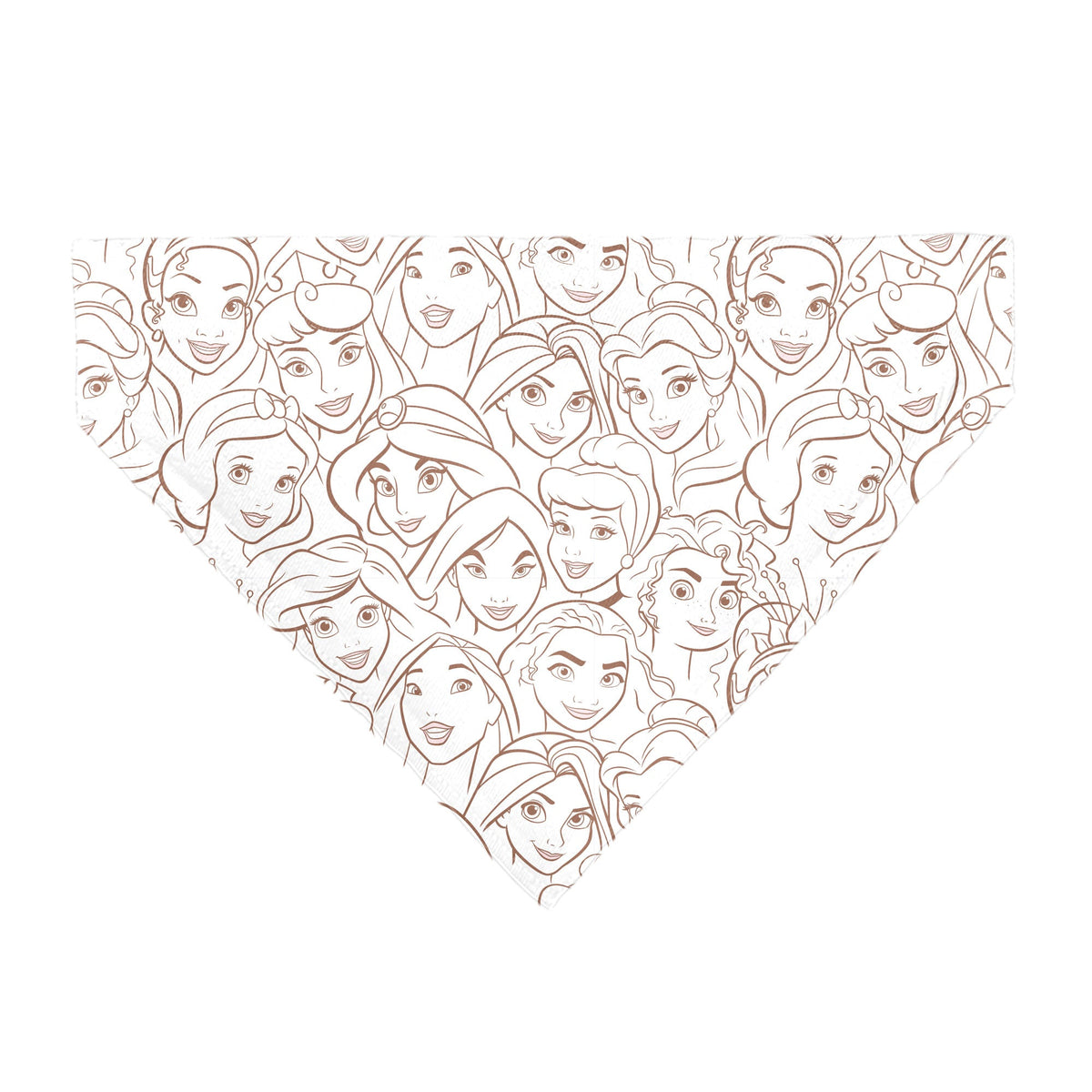 Pet Bandana - Disney Princess Faces Stacked White/Brown