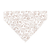 Pet Bandana - Disney Princess Faces Stacked White/Brown