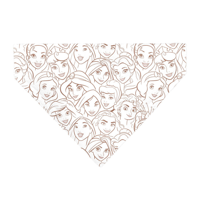 Pet Bandana - Disney Princess Faces Stacked White/Brown