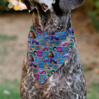 Pet Bandana - Disney Princess Pose and Quote Pop Art Blocks Multi Color