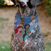 Pet Bandana - Disney Five Princesses Group Pose and Flowers Blues