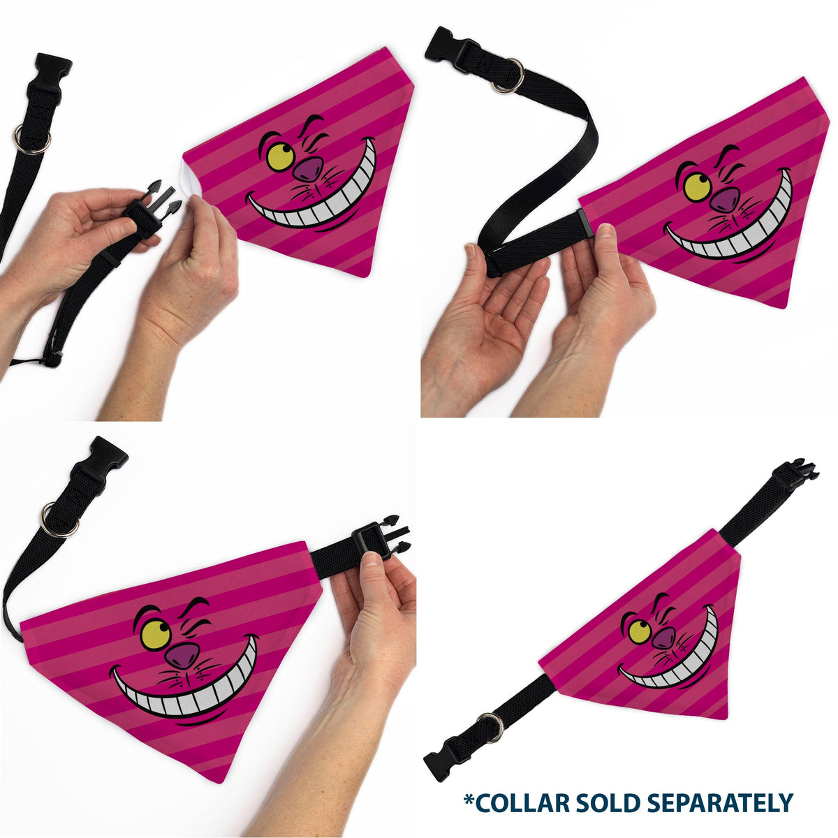 Pet Bandana - Alice in Wonderland Cheshire Cat Winking Smile Pinks