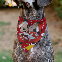 Pet Bandana - Holiday Mickey and Minnie Santa Hat Kissing Pose Red