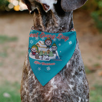 Pet Bandana - Elf TREAT EVERYDAY LIKE CHRISTMAS Buddy and Friends Pose Blue