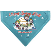 Pet Bandana - Elf TREAT EVERYDAY LIKE CHRISTMAS Buddy and Friends Pose Blue