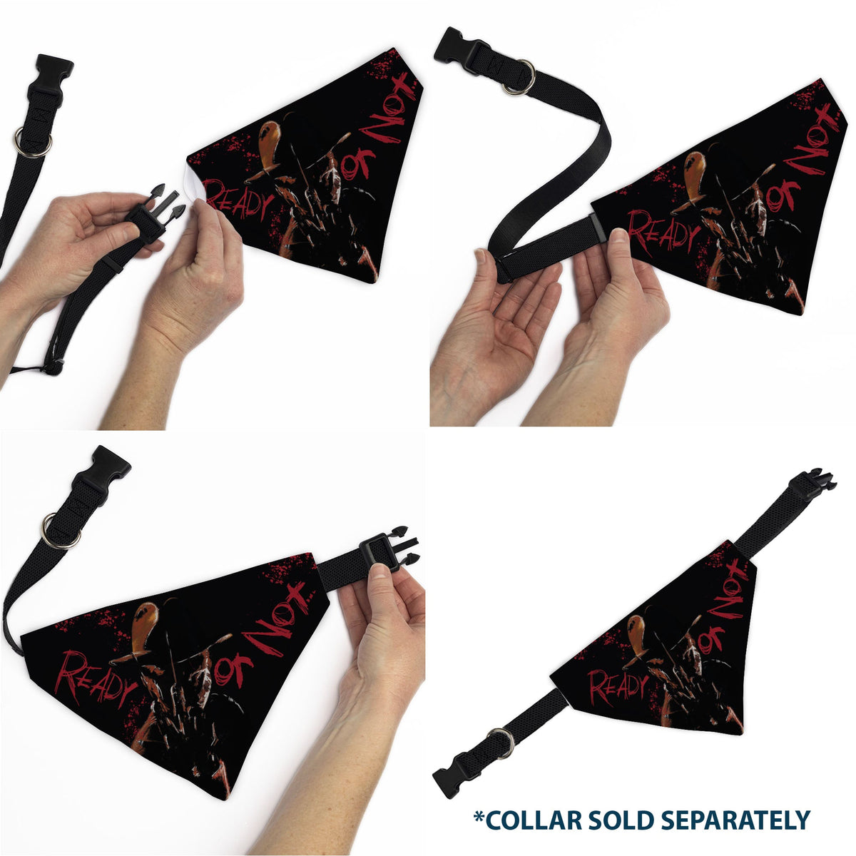 Pet Bandana - A Nightmare on Elm Street Freddy READY OR NOT HERE I COME Pose Black/Red