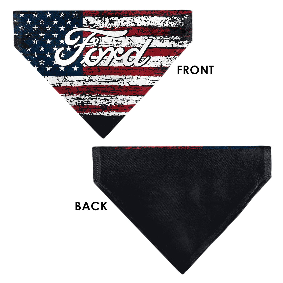 Pet Bandana - FORD Script Americana Stars and Stripes Weathered Red/White/Blue
