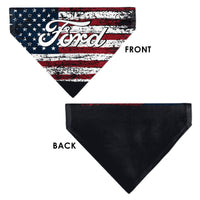 Pet Bandana - FORD Script Americana Stars and Stripes Weathered Red/White/Blue