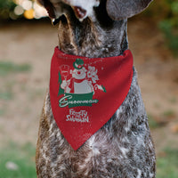 Pet Bandana - FROSTY THE SNOWMAN and Karen Pose and Title Logo Red/White/Green