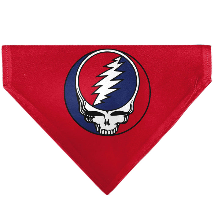 Pet Bandana - Grateful Dead Steal Your Face Logo Centered Red and Blue