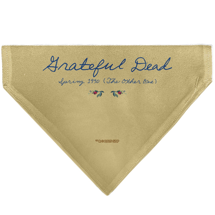 Pet Bandana - GRATEFUL DEAD THE OTHER ONE Roses and Text Tan/Blue/Red