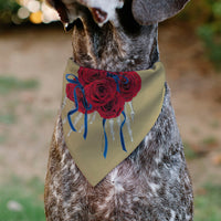 Pet Bandana - GRATEFUL DEAD THE OTHER ONE Roses and Text Tan/Blue/Red